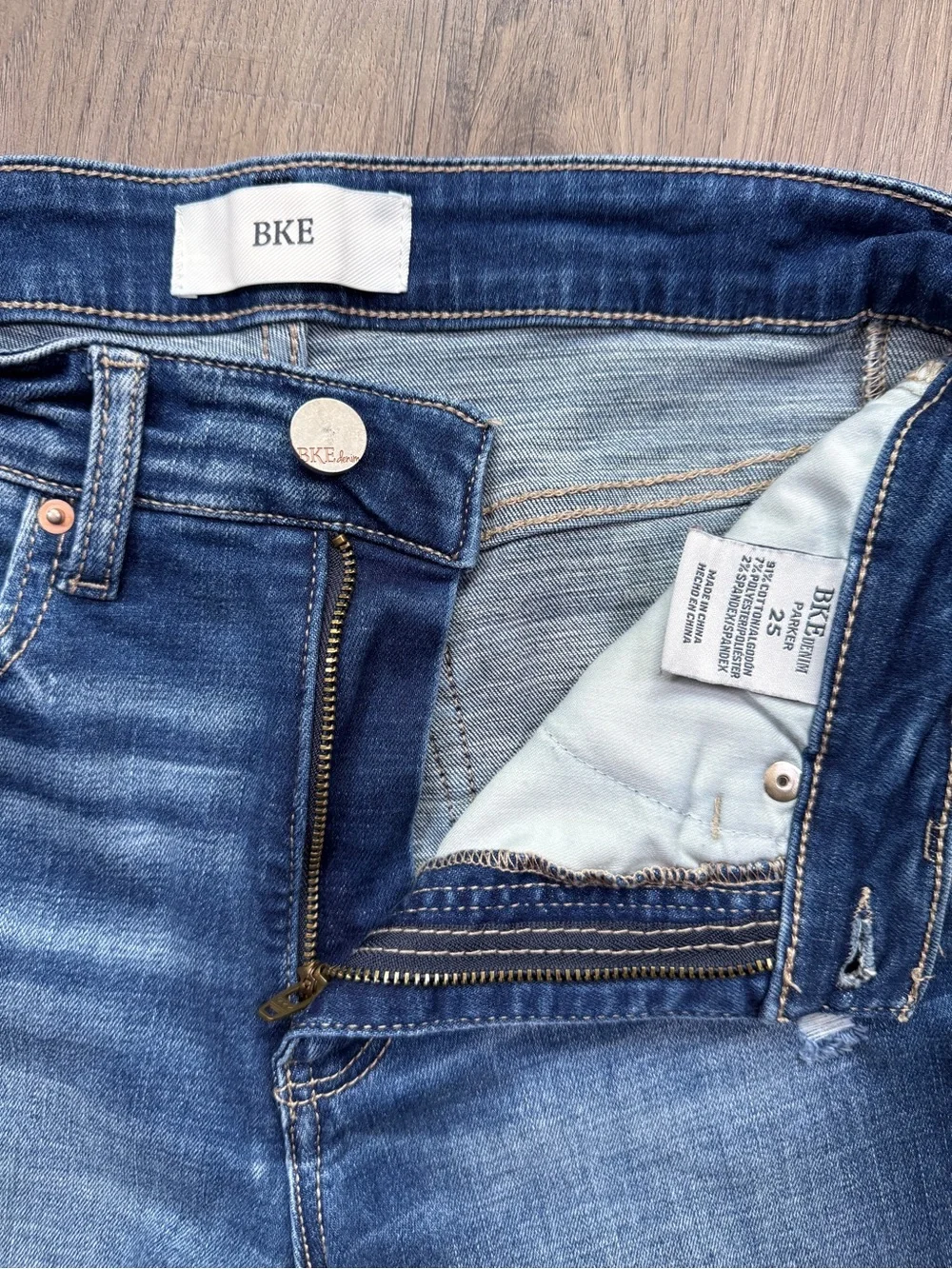 BKE Parker Distressed Denim Shorts Sz 25 Long Inseam Rollable